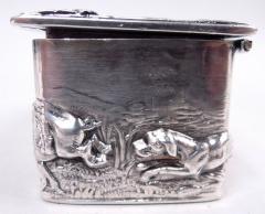 Antique English Victorian Sterling Silver Boar Hunt Snuffbox 1893 - 4117646