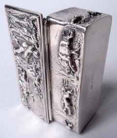 Antique English Victorian Sterling Silver Boar Hunt Snuffbox 1893 - 4117649