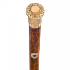 Antique English gold mounted walking stick - 4023876