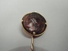 Antique European Carved Intaglio Cameo 15k Gold Stickpin C 1880 - 3748220