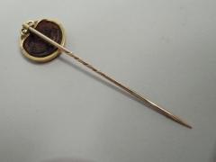 Antique European Carved Intaglio Cameo 15k Gold Stickpin C 1880 - 3748365