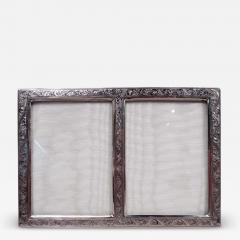 Antique European Edwardian Classical Silver Double Picture Frame - 3985656