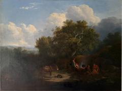 Antique European Landscape Oil Painting of Peasants in a Landscape - 4745819