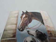 Antique European Silver Enamel Horse Case with Borzoi Dogs - 3750355