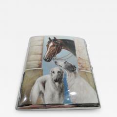 Antique European Silver Enamel Horse Case with Borzoi Dogs - 3753402