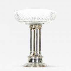 Antique European Silver Plated Pillars with Cut Crystal Compote - 331958