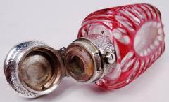 Antique European Silver and Ruby Cut to Clear Glass Perfume - 3989437