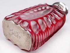 Antique European Silver and Ruby Cut to Clear Glass Perfume - 3989438