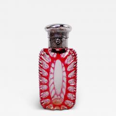 Antique European Silver and Ruby Cut to Clear Glass Perfume - 3991876