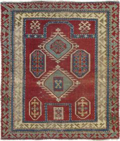 Antique Fakhralou Kazak Rug 3 4 x 3 9  - 4405238