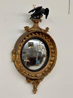 Antique Federal Style Gilt Gold Convex Wall Console Pier Mirror Distressed - 2836509