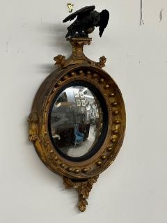 Antique Federal Style Gilt Gold Convex Wall Console Pier Mirror Distressed - 2836522