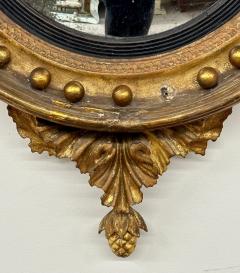 Antique Federal Style Gilt Gold Convex Wall Console Pier Mirror Distressed - 2836527