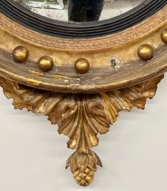 Antique Federal Style Gilt Gold Convex Wall Console Pier Mirror Distressed - 2836528