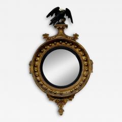 Antique Federal Style Gilt Gold Convex Wall Console Pier Mirror Distressed - 2839041