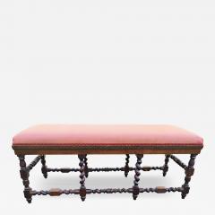 Antique Finely Crafted 18th Century Louis XIV French Barley Twist Oak Bench - 4434756