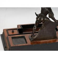 Antique Flemish Bronze Ebony Sculpture Ink Stand - 3958071