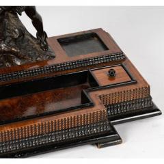 Antique Flemish Bronze Ebony Sculpture Ink Stand - 3958074