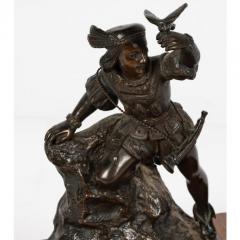 Antique Flemish Bronze Ebony Sculpture Ink Stand - 3958077