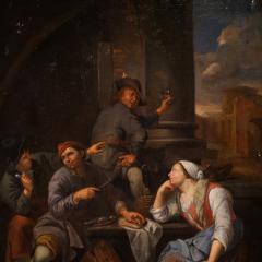 Antique Flemish painting from the 18th century popular genre scene - 4240038