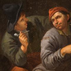 Antique Flemish painting from the 18th century popular genre scene - 4240039