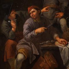 Antique Flemish painting from the 18th century popular genre scene - 4240046