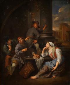 Antique Flemish painting from the 18th century popular genre scene - 4242155