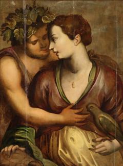 Antique Flemish painting on panel from the 17th century Bacchus and Ariadne - 4023539