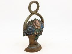 Antique Floral Bouquet Cast Iron Door Stop - 3585292