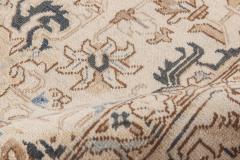 Antique Floral Persian Kirman Camel Light Brown Indigo Blue Handmade Wool Rug - 2454775