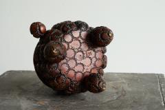 Antique Folk Art Lidded Pot in Carved Wood Early 20th Century - 4396376