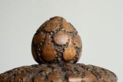 Antique Folk Art Lidded Pot in Carved Wood Early 20th Century - 4396377