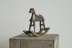 Antique Folk Art Miniature Rocking Horse in Painted Wood - 4468366