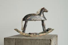Antique Folk Art Miniature Rocking Horse in Painted Wood - 4468543