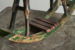 Antique Folk Art Miniature Rocking Horse in Painted Wood - 4468544