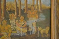 Antique Folk Art Painting of Indians in Forest - 1713624