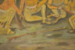 Antique Folk Art Painting of Indians in Forest - 1713627