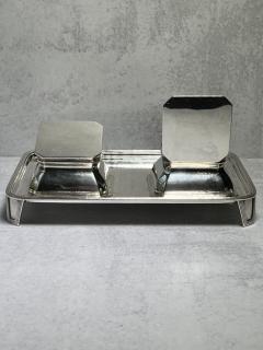 Antique Footed Double Sterling Silver Inkwell - 3202153