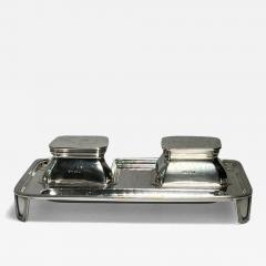 Antique Footed Double Sterling Silver Inkwell - 3204749