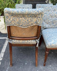 Antique Fortuny Covered Regency Period Mahogany Cane Back Dining Chairs - 2523482