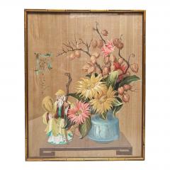 Antique Framed Chinoiserie Still Life Painting on Silk - 4190531
