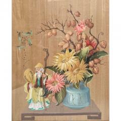 Antique Framed Chinoiserie Still Life Painting on Silk - 4190584