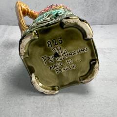 Antique French Art Nouveau Majolica Frie Onnaing 825 Pitcher Ewer Jacinthes - 3201889