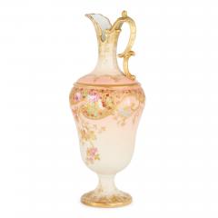 Antique French Art Nouveau Porcelain Ewer with Floral Decoration - 4705989