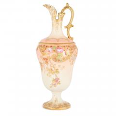 Antique French Art Nouveau Porcelain Ewer with Floral Decoration - 4708005