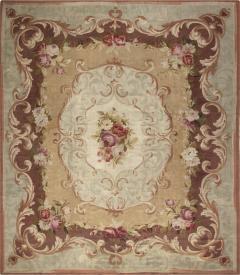 Antique French Aubusson Floral Handwoven Wool Rug - 2450116