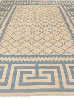 Antique French Aubusson Geometric Beige Handmade Wool Rug - 2455237