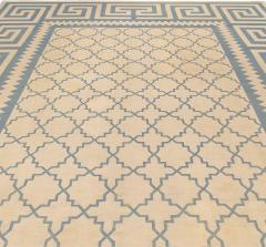 Antique French Aubusson Geometric Beige Handmade Wool Rug - 2455238
