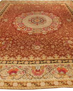 Antique French Aubusson Red Botanic Handmade Wool Rug - 2460711