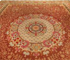 Antique French Aubusson Red Botanic Handmade Wool Rug - 2460713